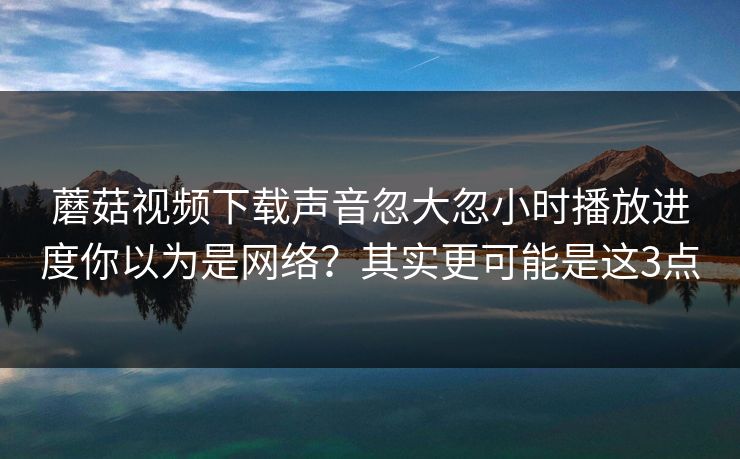 蘑菇视频下载声音忽大忽小时播放进度你以为是网络？其实更可能是这3点  第1张