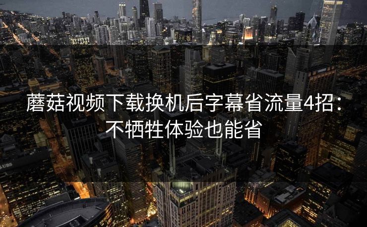 蘑菇视频下载换机后字幕省流量4招：不牺牲体验也能省