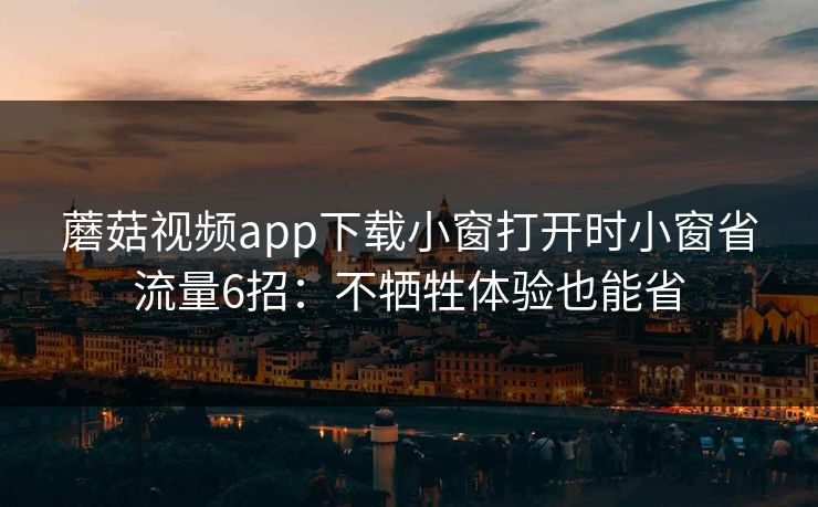 蘑菇视频app下载小窗打开时小窗省流量6招：不牺牲体验也能省